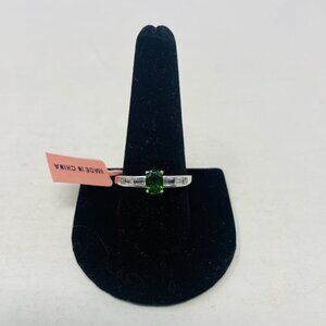 Russian Diopside with White Topaz Size 11 925 Sterling Silver Ring 1.34 cts 5011